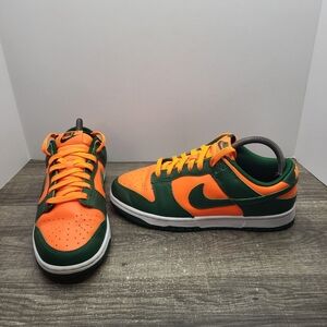 Nike Dunk Low Miami Hurricanes Green Orange Men's Size 7 Shoes Sneakers